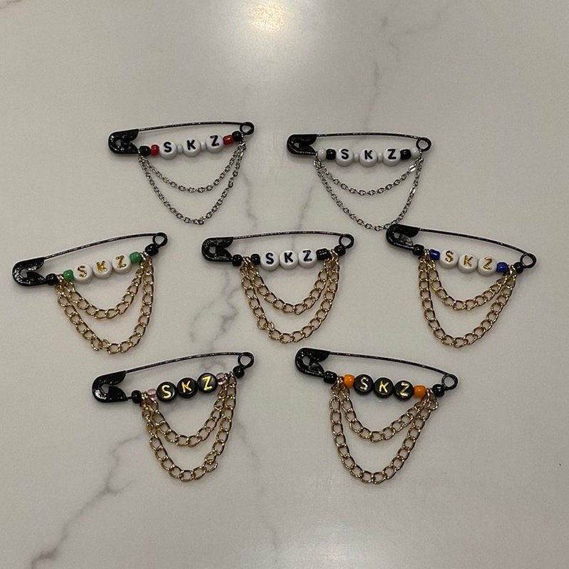 Stray Kids “SKZ” Safety Pins with chains