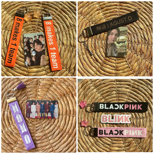 Kpop fabric Wristlets keychains (BTS, Ateez, Stray Kids, Seventeen, etc)