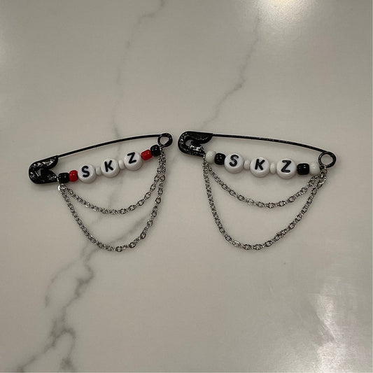 Stray Kids “SKZ” Safety Pins with chains