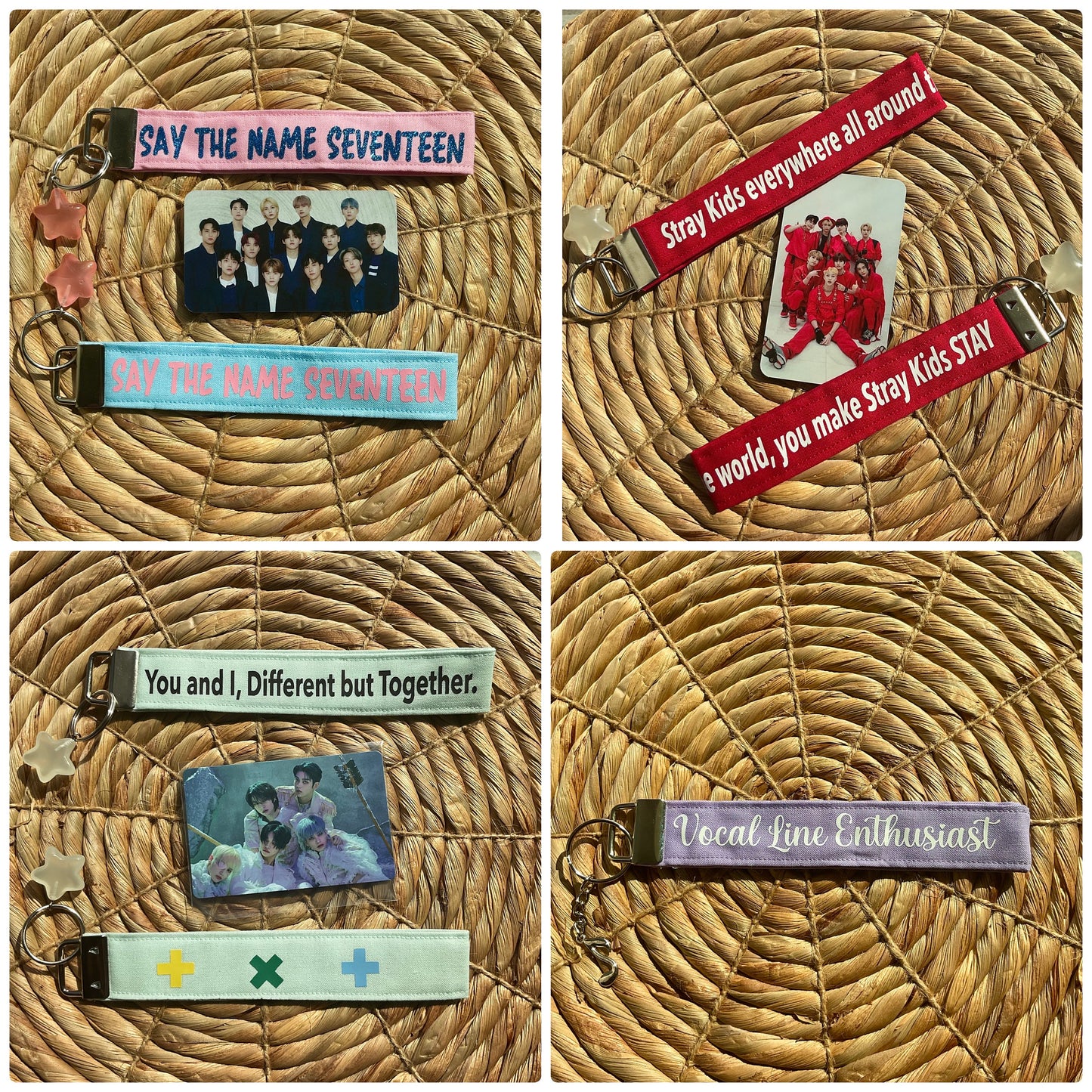 Kpop fabric Wristlets keychains (BTS, Ateez, Stray Kids, Seventeen, etc)