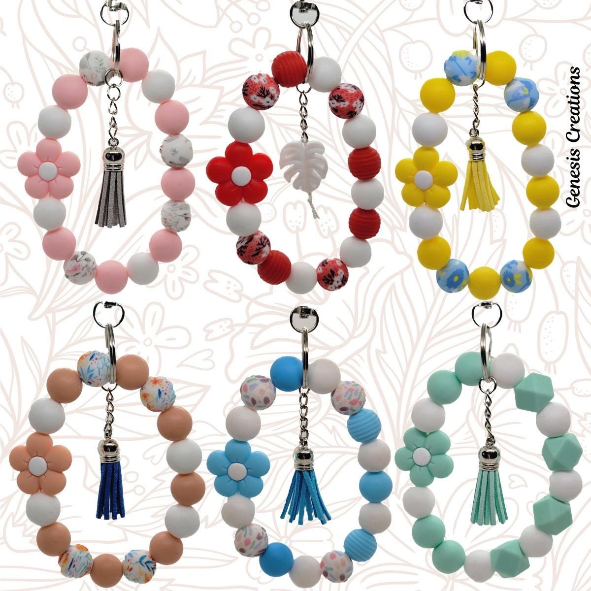 Silicone-beaded Wristlet Keychain