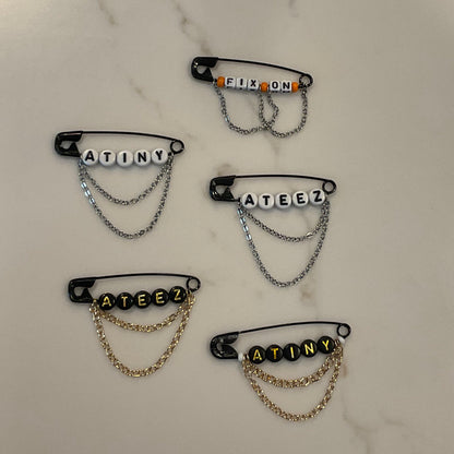 Ateez Inspired Safety Pins with Chains
