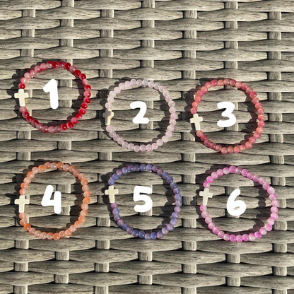 Crystal beaded bracelets with Cross charm