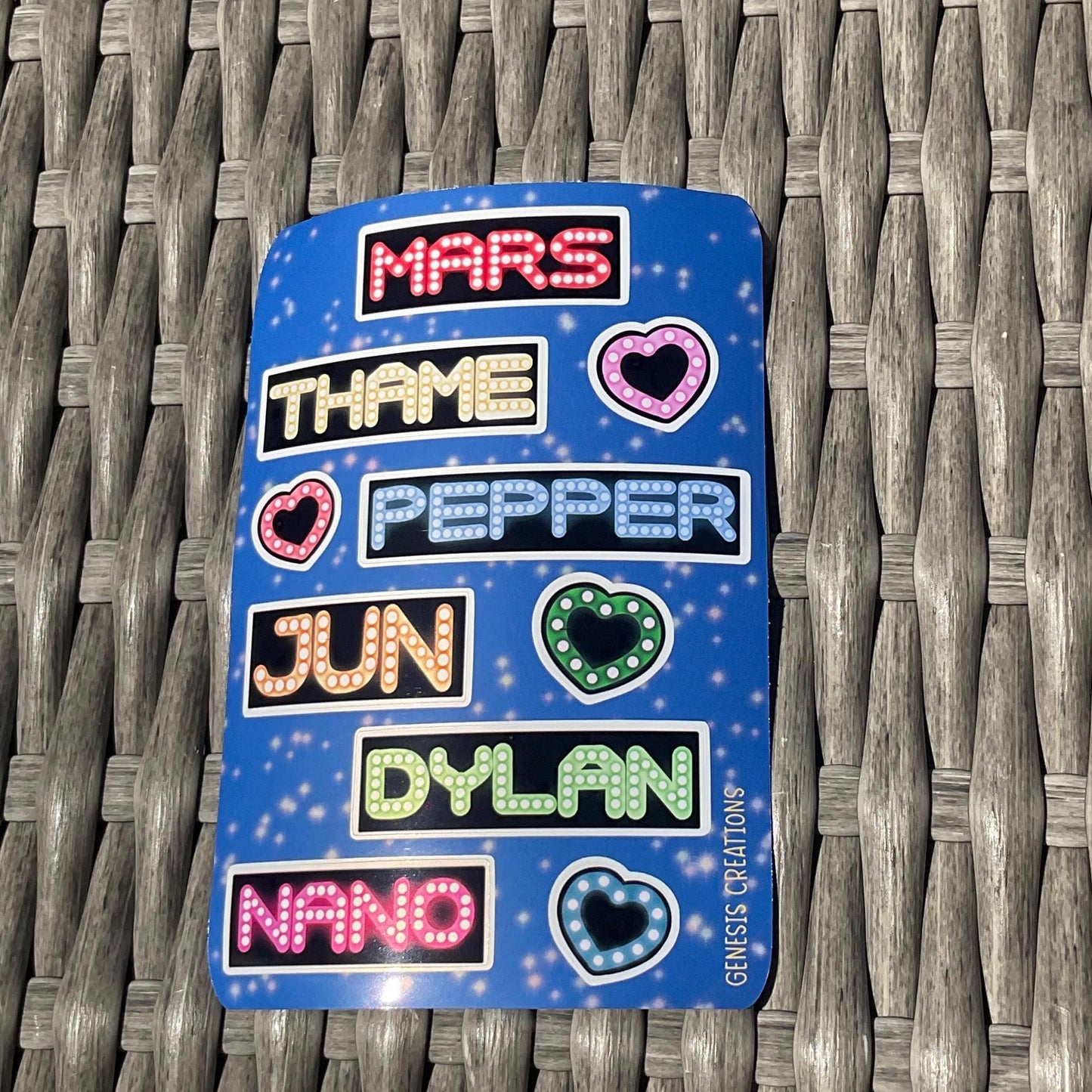 ThamePo | Neon Mars member signs stickers sheet | Thai BL show