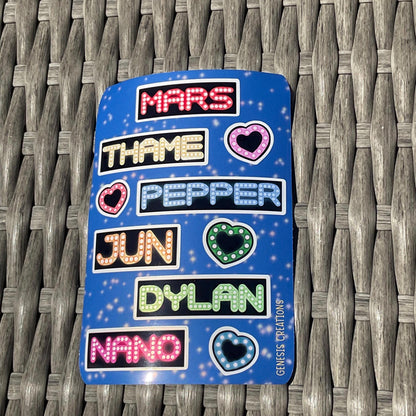 ThamePo | Neon Mars member signs stickers sheet | Thai BL show