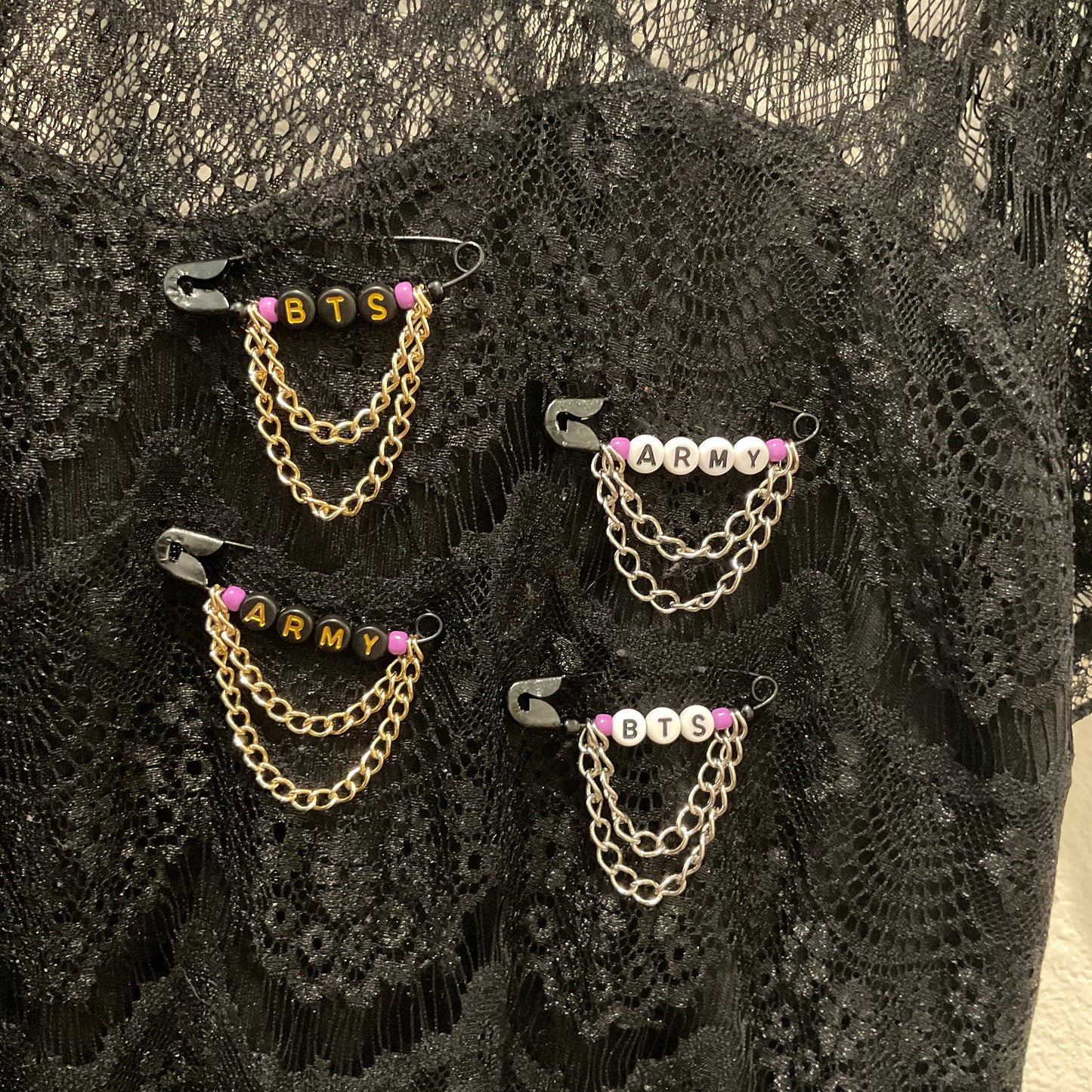 BTS inspired Safety Pins with Chains