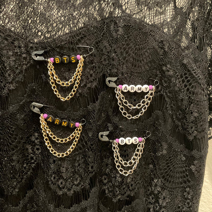 BTS inspired Safety Pins with Chains