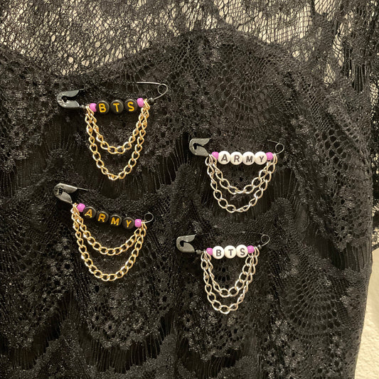 BTS inspired Safety Pins with Chains