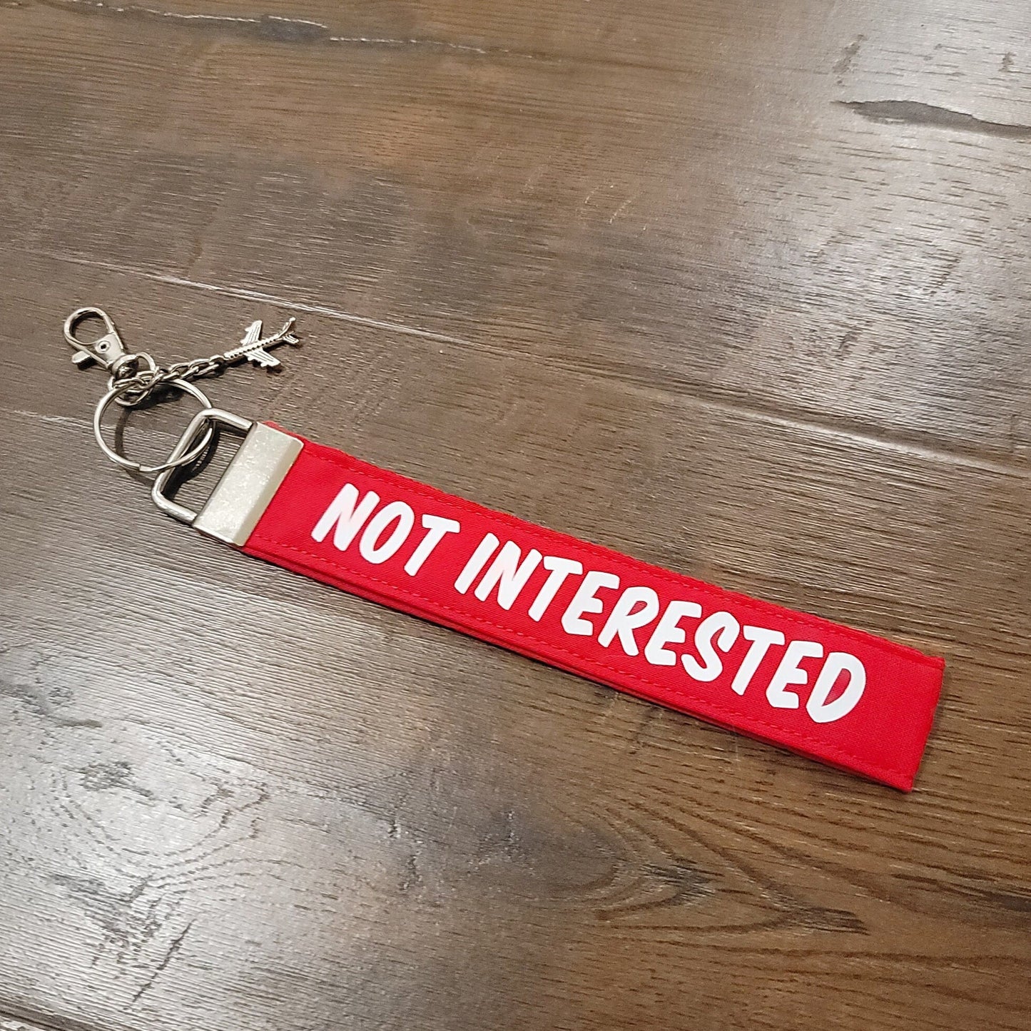 Not Interested Fabric Wristlet Keychain