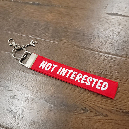 Not Interested Fabric Wristlet Keychain