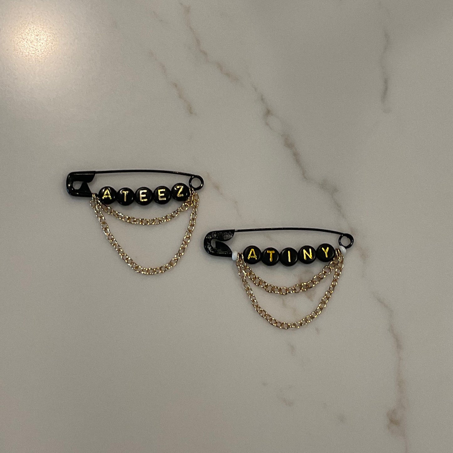 Ateez Inspired Safety Pins with Chains