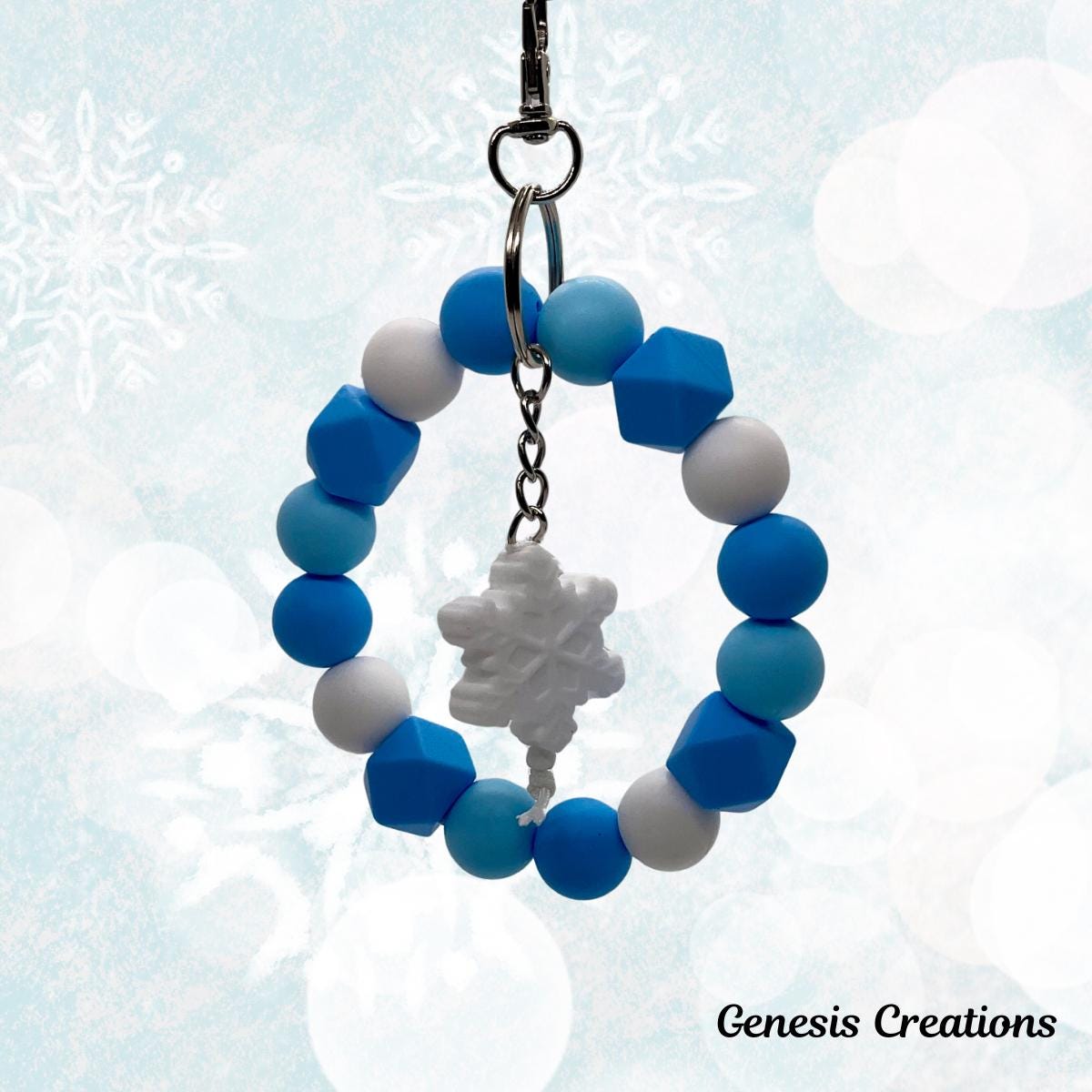 Christmas silicone-beaded Wristlet Keychain