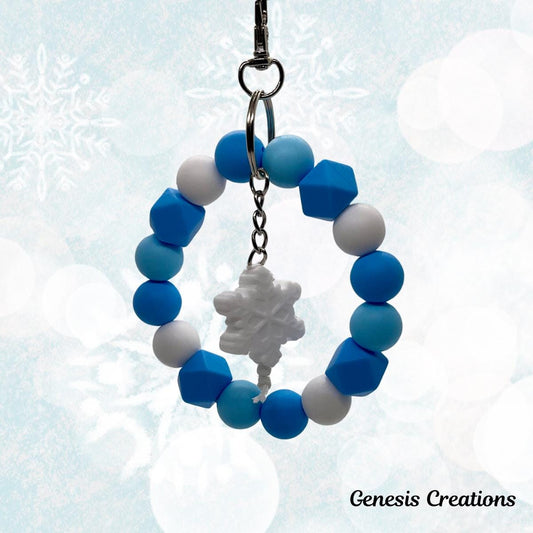 Christmas silicone-beaded Wristlet Keychain