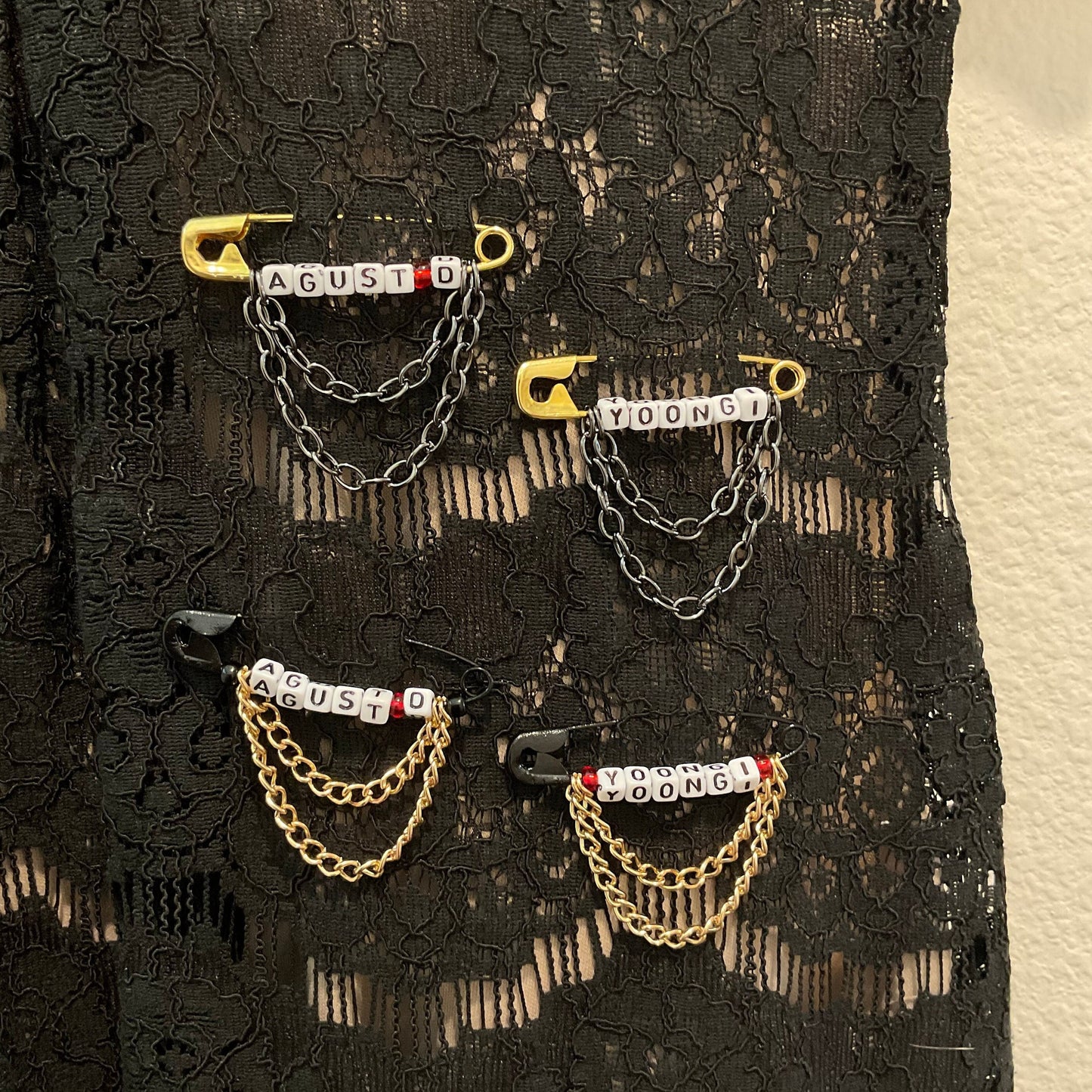 BTS Yoongi/Agust D Safety Pins with Chains