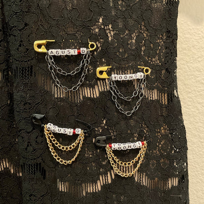 BTS Yoongi/Agust D Safety Pins with Chains