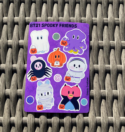 BT21 Spooky friends stickers and sticker sheet