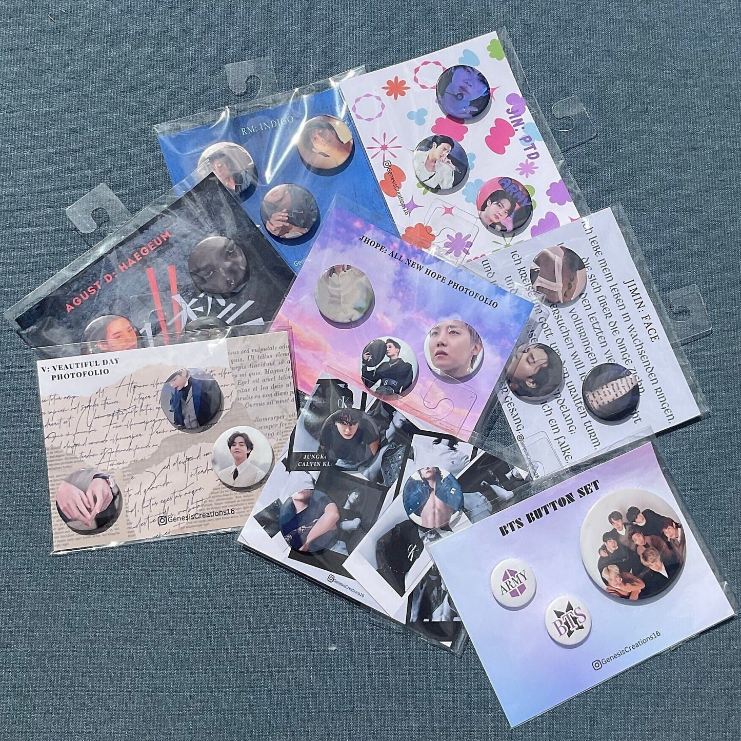 BTS group and individual button sets