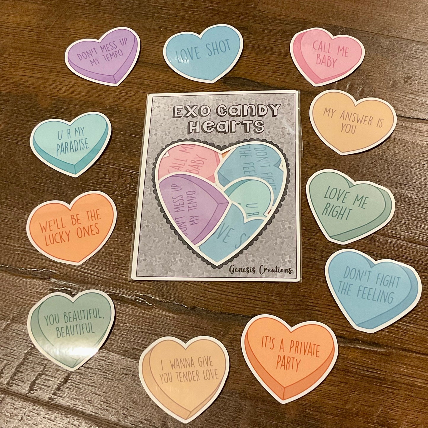 Exo Candy Hearts Sticker set