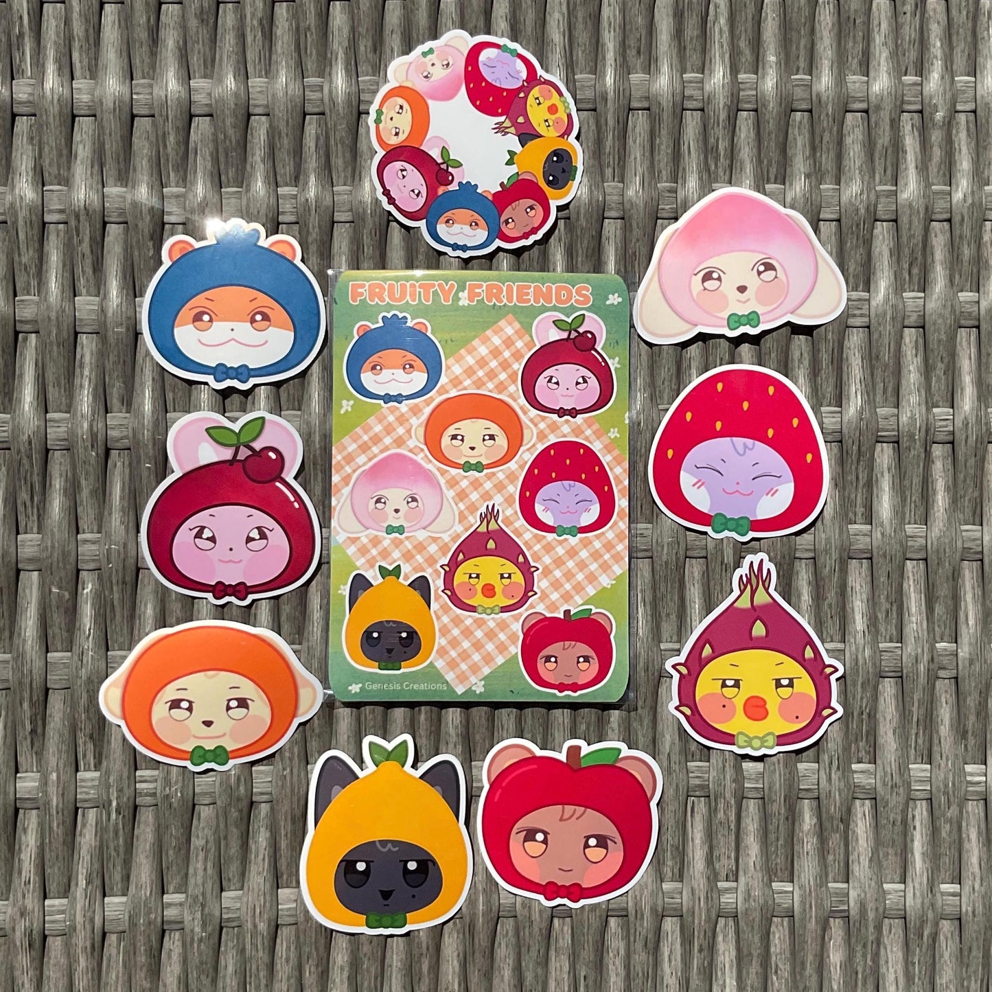 Ateez | Aniteez Fruity Friends stickers and sticker sheet