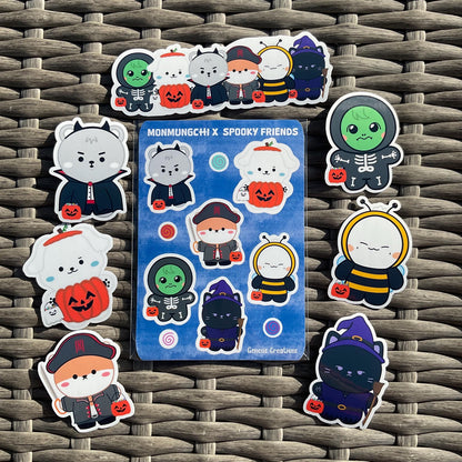 Monmungchi X Spooky Friends stickers and sticker sheet