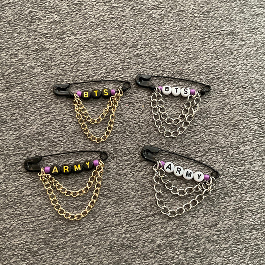 BTS inspired Safety Pins with Chains