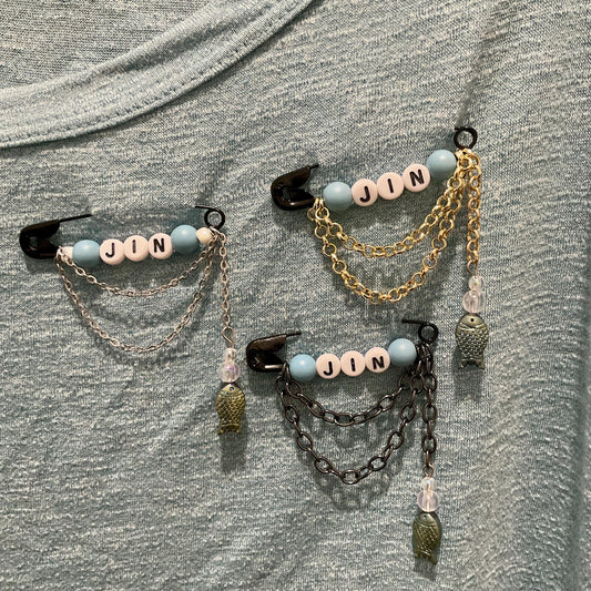 BTS Jin Safety Pins with chains