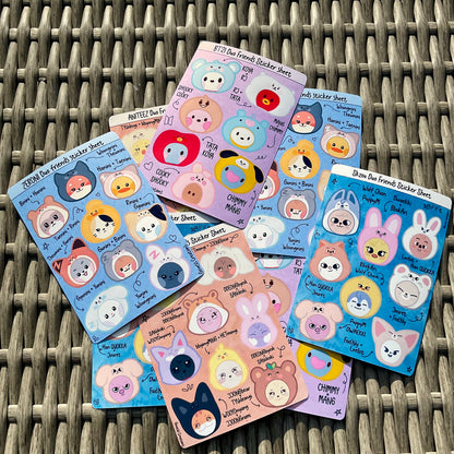 Kpop Duo Friends sticker sheets (BT21, Aniteez, Skzoo, Zeroni)