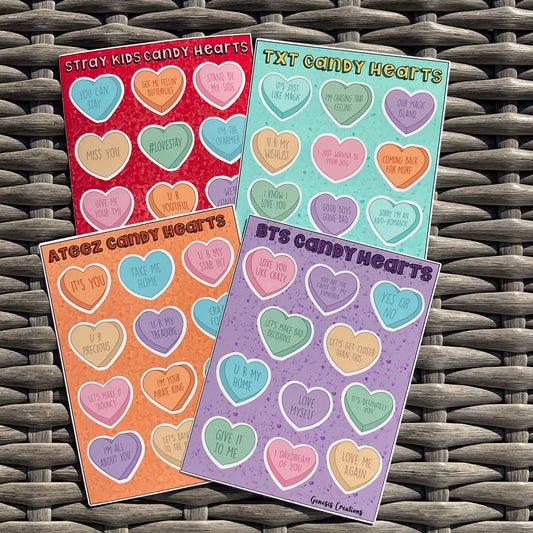 Kpop Candy Hearts Sticker sheet