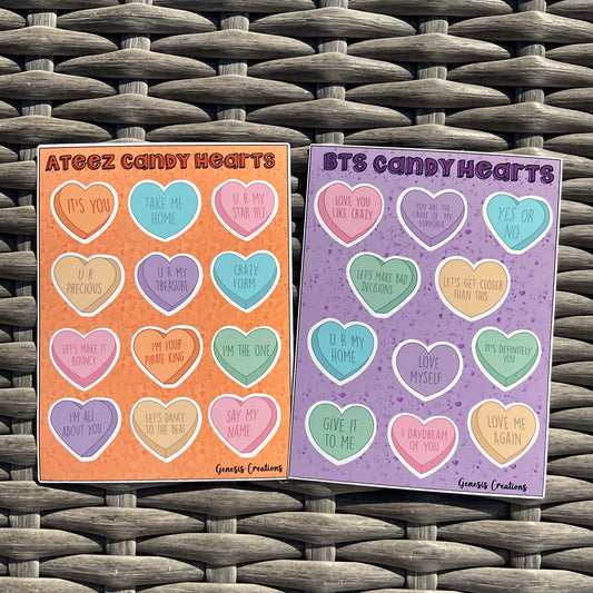 Kpop Candy Hearts Sticker sheet