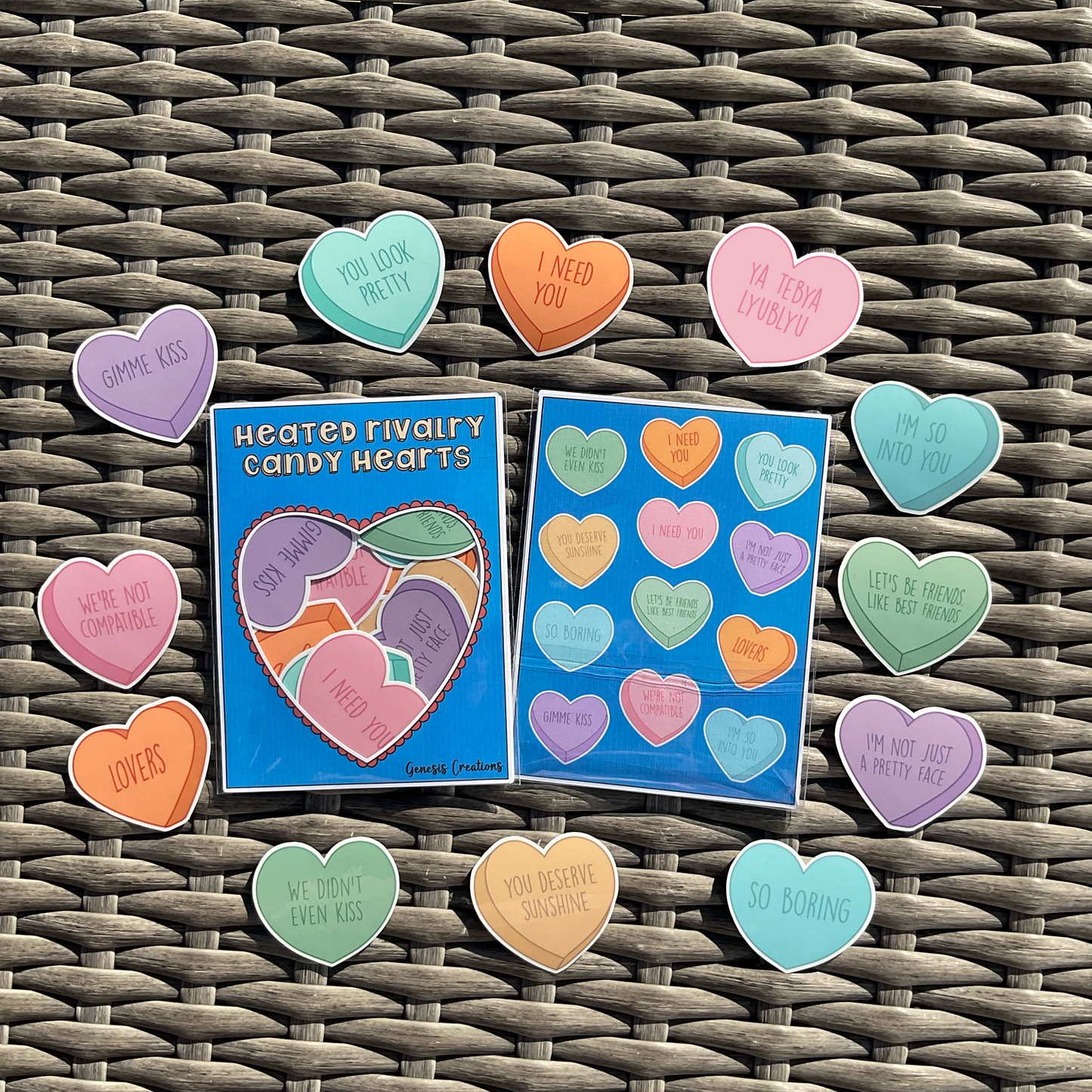 Heated Rivalry Candy Heart stickers