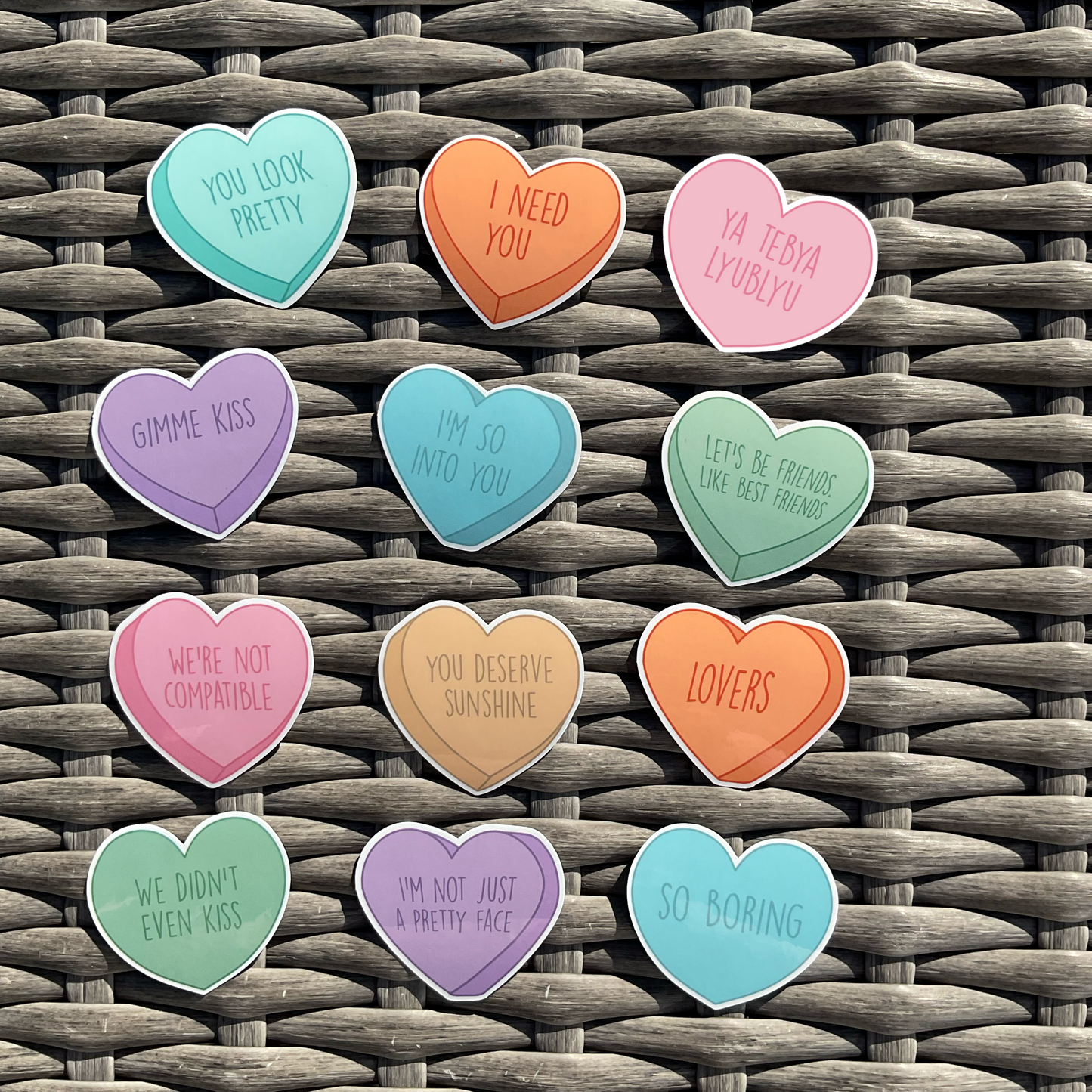 Heated Rivalry Candy Heart stickers