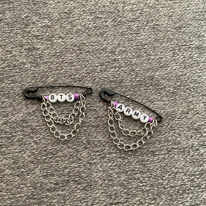 BTS inspired Safety Pins with Chains