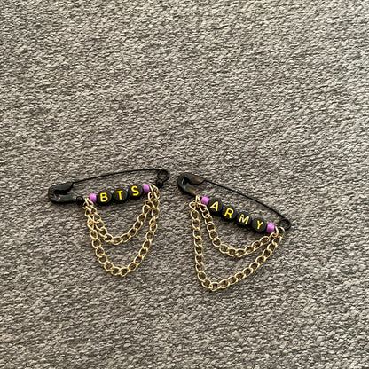 BTS inspired Safety Pins with Chains