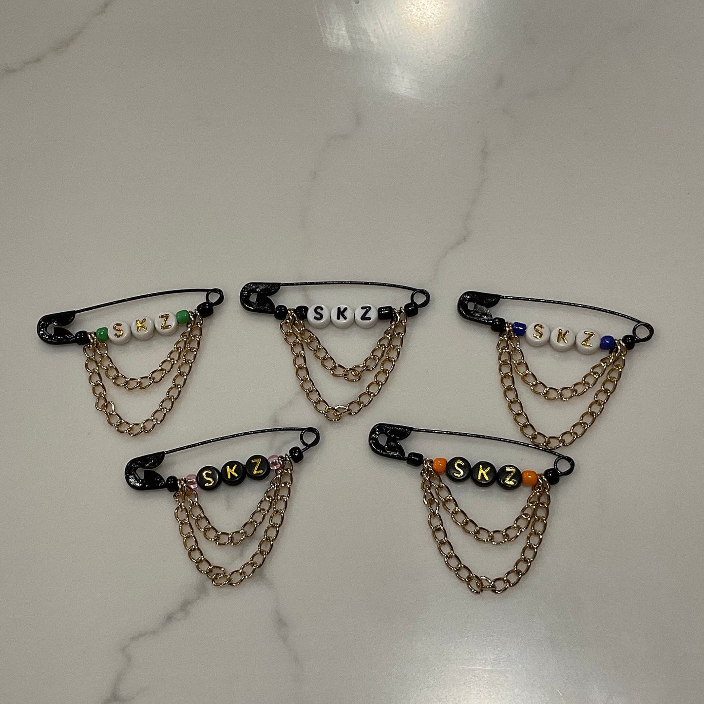 Stray Kids “SKZ” Safety Pins with chains