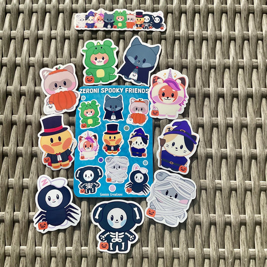 Zeroni Spooky Friends stickers and sticker sheet