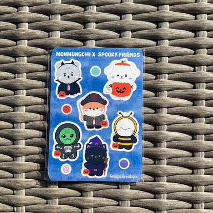 Monmungchi X Spooky Friends stickers and sticker sheet