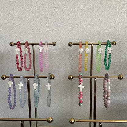 Crystal beaded bracelets with Cross charm