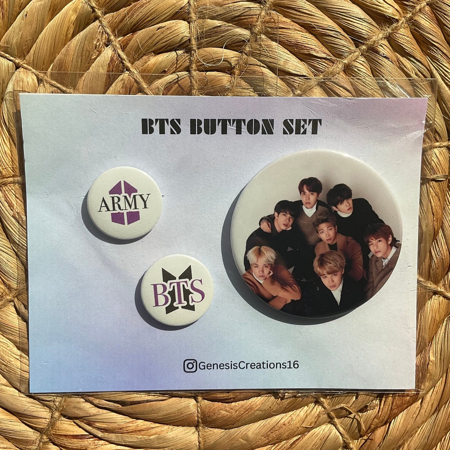 BTS group and individual button sets