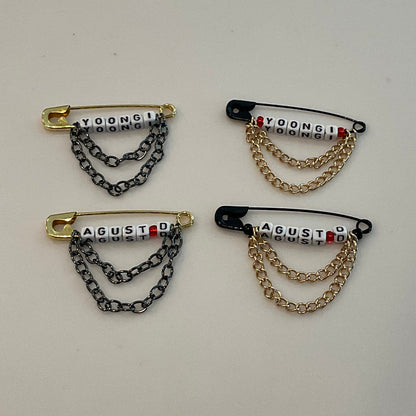 BTS Yoongi/Agust D Safety Pins with Chains