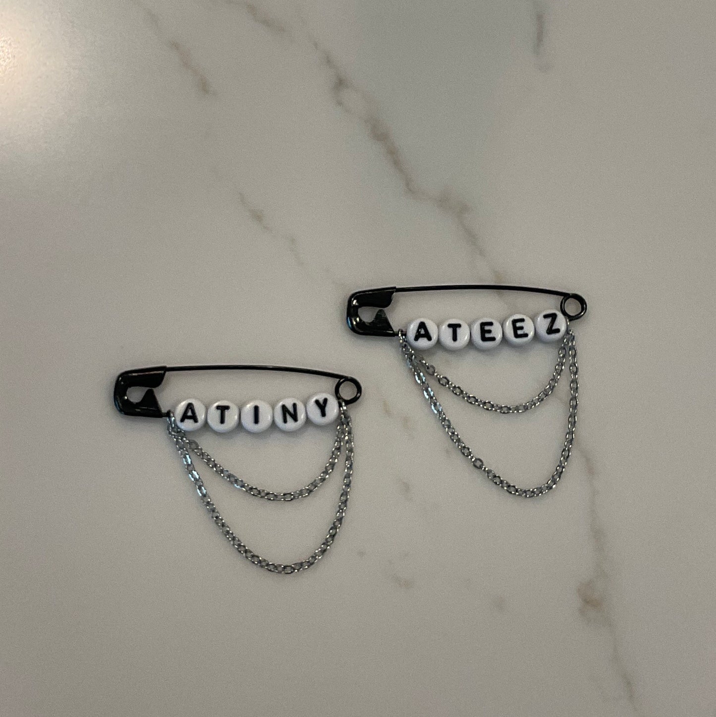 Ateez Inspired Safety Pins with Chains
