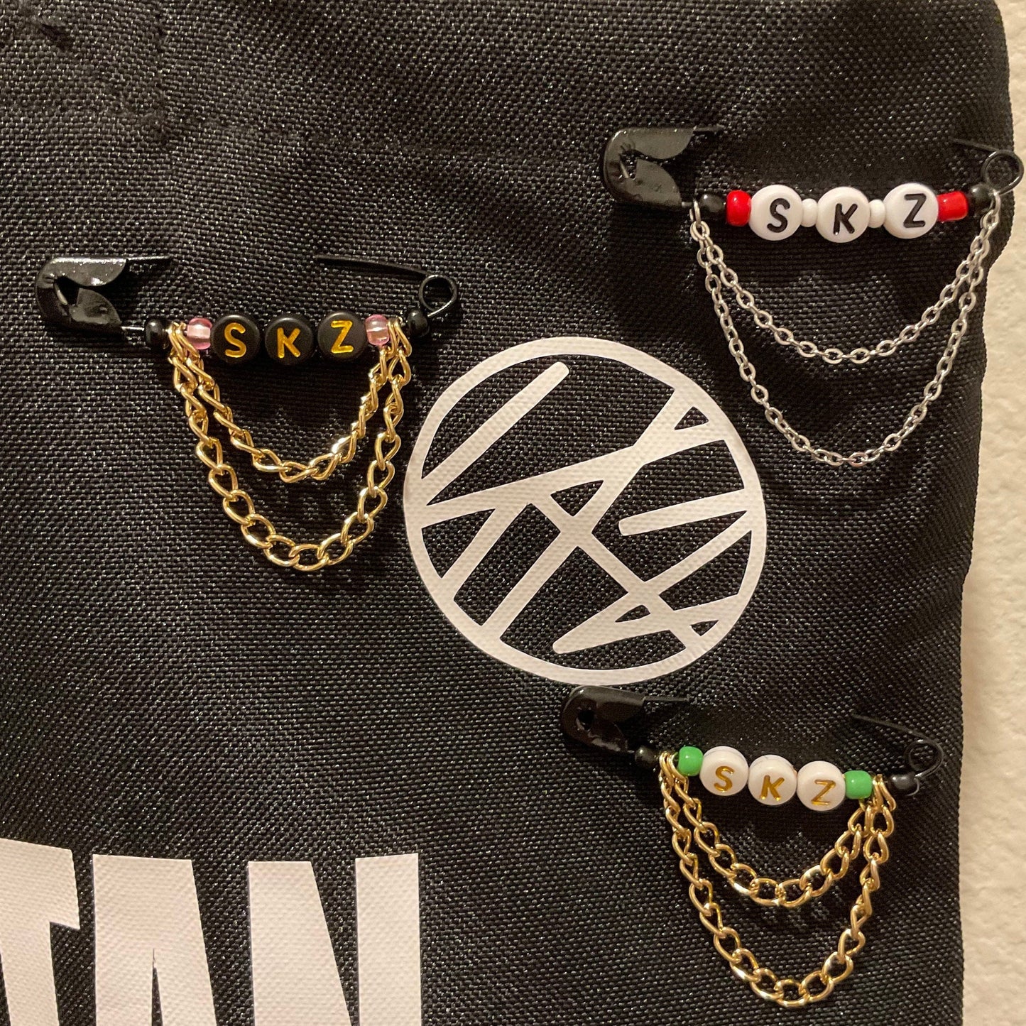 Stray Kids “SKZ” Safety Pins with chains