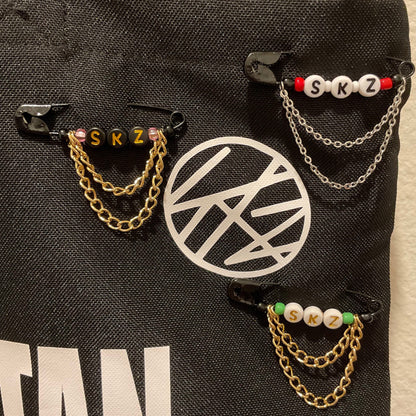 Stray Kids “SKZ” Safety Pins with chains