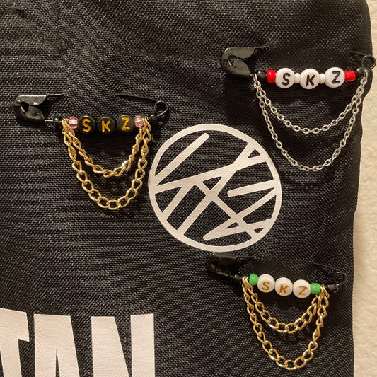 Stray Kids “SKZ” Safety Pins with chains