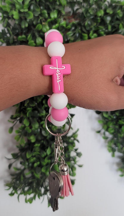 Silicone-beaded Wristlet Keychain