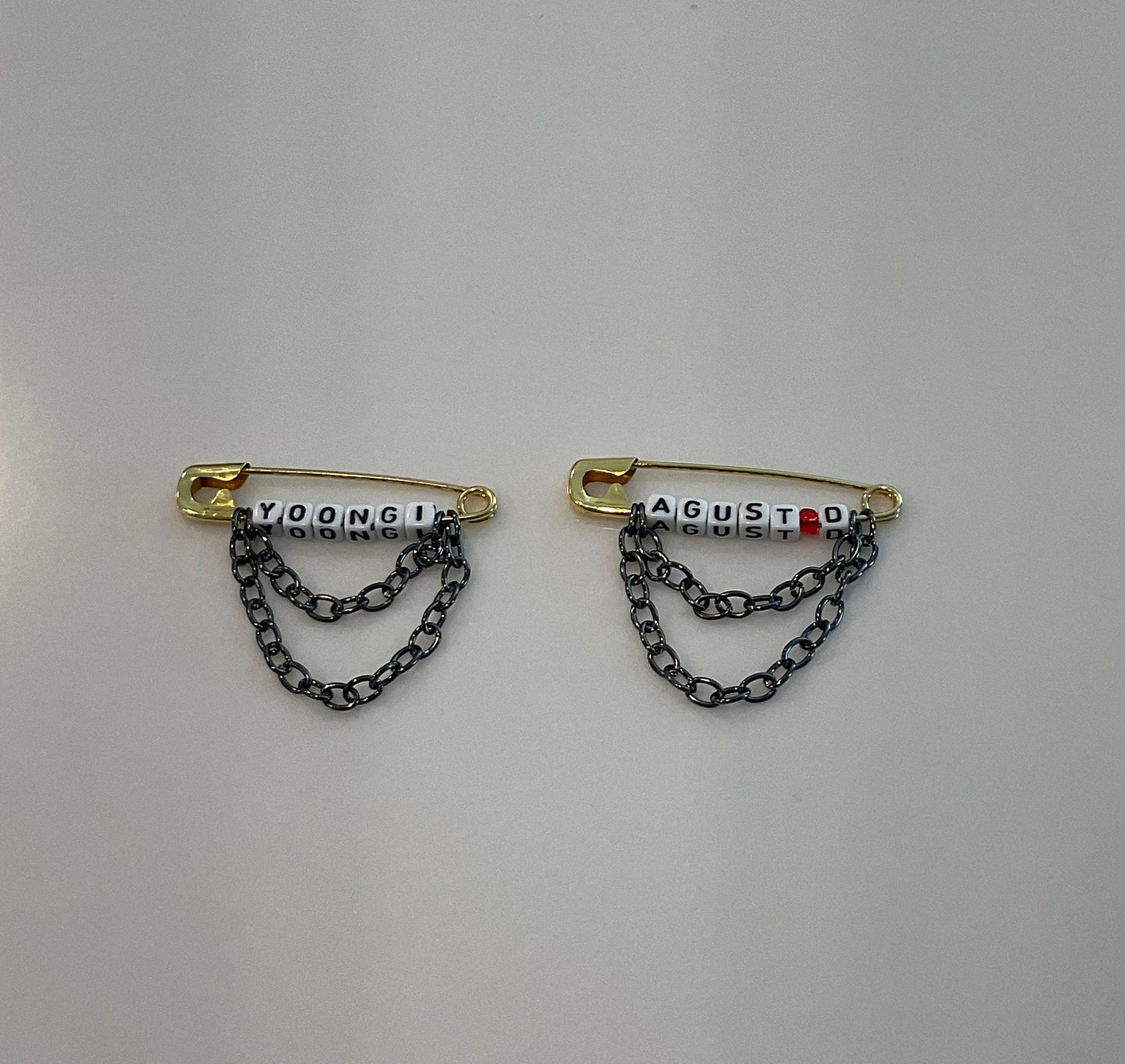 BTS Yoongi/Agust D Safety Pins with Chains