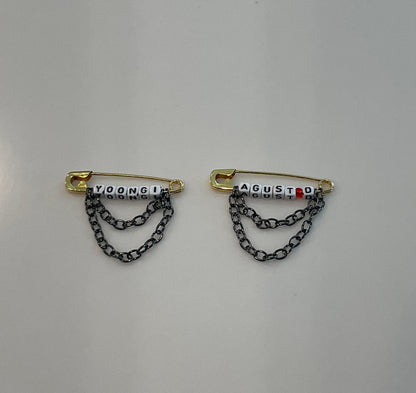 BTS Yoongi/Agust D Safety Pins with Chains